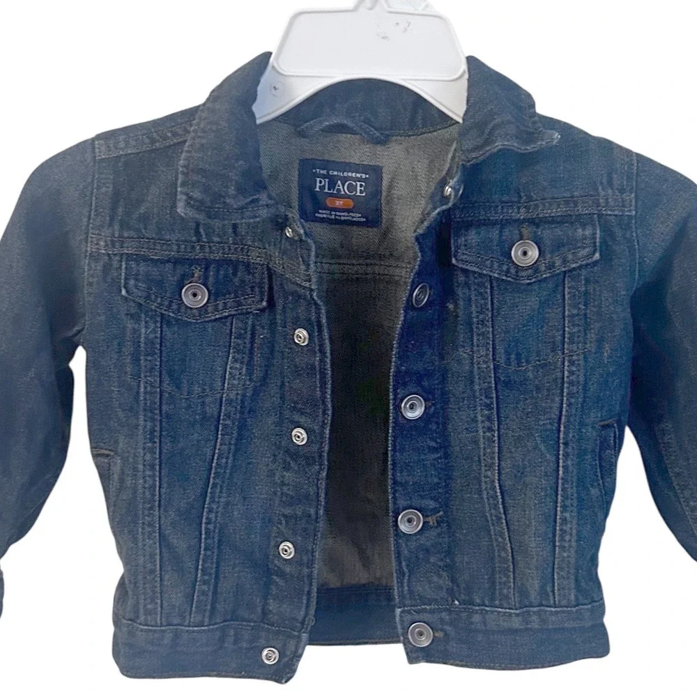 The Childrens Place Kids Denim Jacket‎ Blue Size 3T Toddler Boys Girls Trucker
